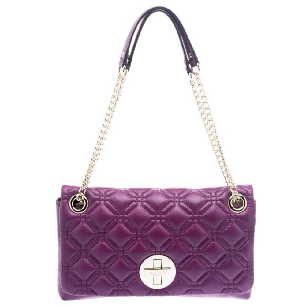 KATE SPADE ASTER COURT CYNTHIA  LEATHER HANDBAG VIOLET EUC